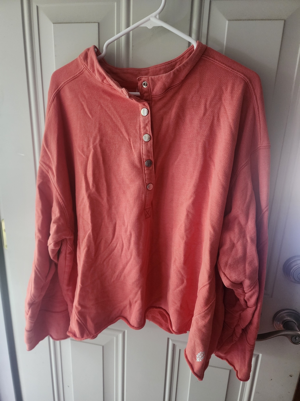 FP Movement by Free People Coral Button Henley Sweatshirt